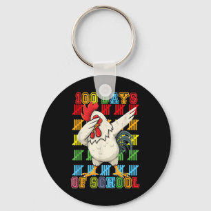 Dabbing 100 Days Of School Chicken 100th Day Teach Key Ring