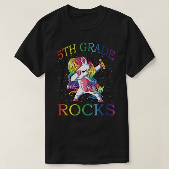 Dabbing 5TH Grade Teacher Unicorn Tshirt 1st day O (Design Front)