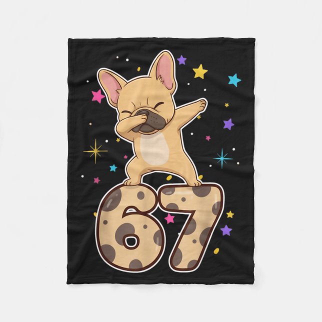 Dabbing 67 French Bulldog 67 Dog Funny Six Seven M Fleece Blanket (Front)