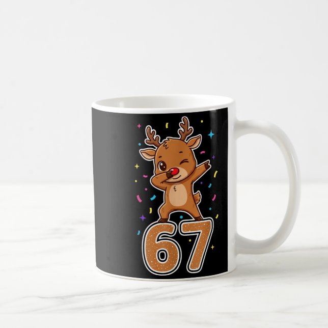 Dabbing 67 Reindeer 67 Funny Six Seven Meme Gen Z  Coffee Mug (Right)
