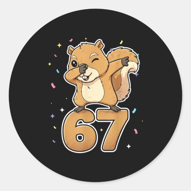 Dabbing 67 Squirrel 67 Funny Six Seven Gen Z Slang Classic Round Sticker (Front)