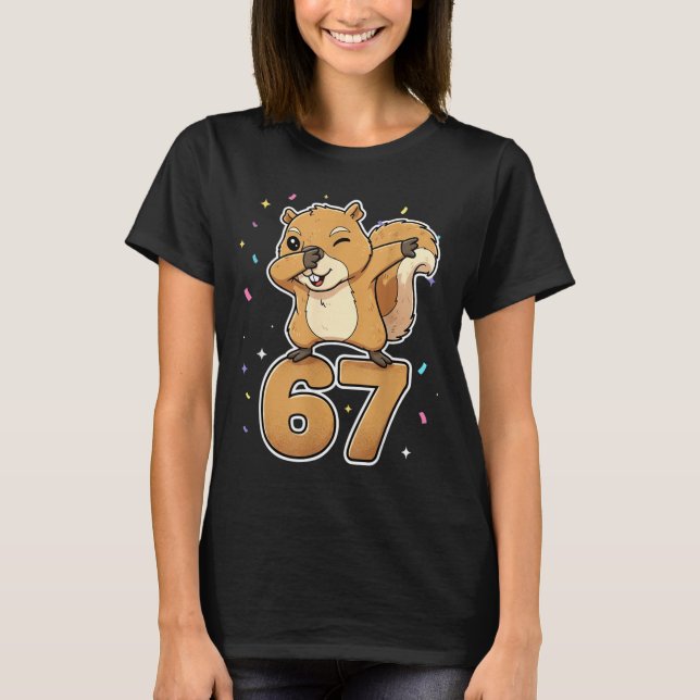 Dabbing 67 Squirrel 67 Funny Six Seven Gen Z Slang T-Shirt (Front)