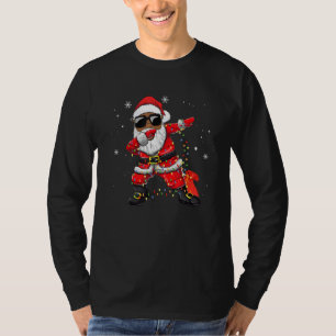 Dabbing African American Santa Christmas Tree Lig T-Shirt