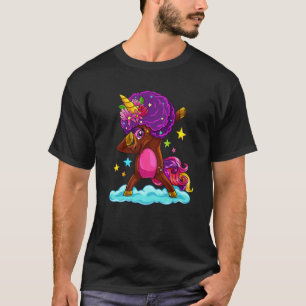 Dabbing Afro Unicorn Natural Hair African American T-Shirt