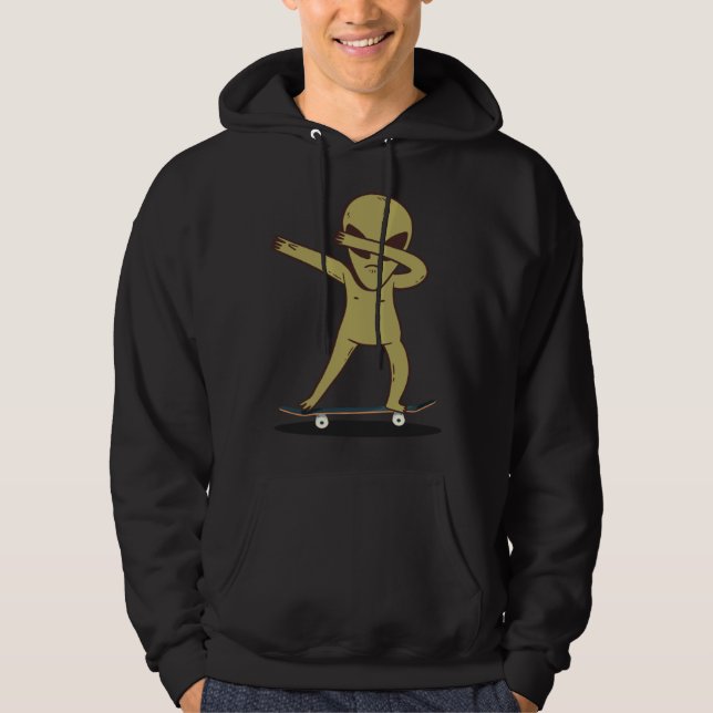 Dabbing Alien Skater  Skateboard Dab Hoodie (Front)