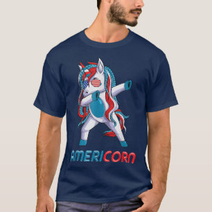 Dabbing Americorn Unicorn 4th Of July Mericorn Mer T-Shirt