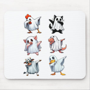 Dabbing Animals Farm Halloween Ghost Costume Funny Mouse Mat