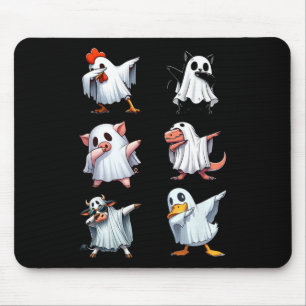 Dabbing Animals Farm Halloween Ghost Costume Funny Mouse Mat