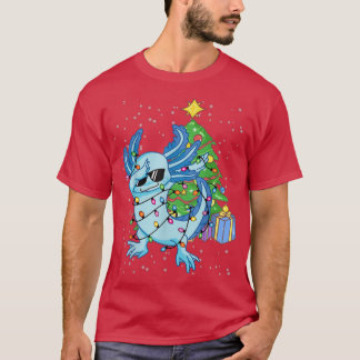 Dabbing Aolotl Christmas Lights Tree Funny Aolotl  T-Shirt