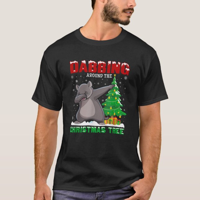 Dabbing Around the Christmas Tree Wombat Xmas Cost T-Shirt (Front)
