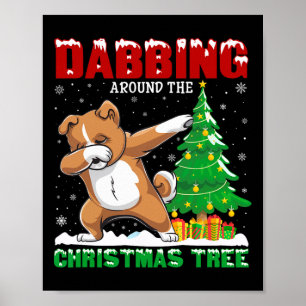 Dabbing Around The Christmas Tree Zuchon Dog Xmas  Poster