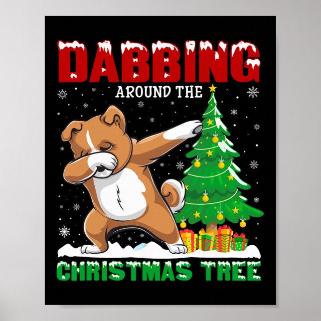 Dabbing Around The Christmas Tree Zuchon Dog Xmas  Poster (Front)