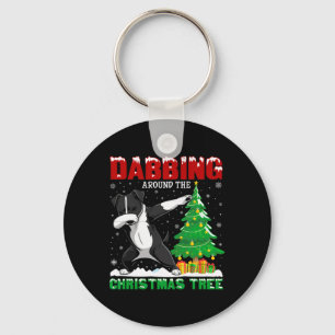 Dabbing Around Xmas Tree American Staffordshire Te Key Ring