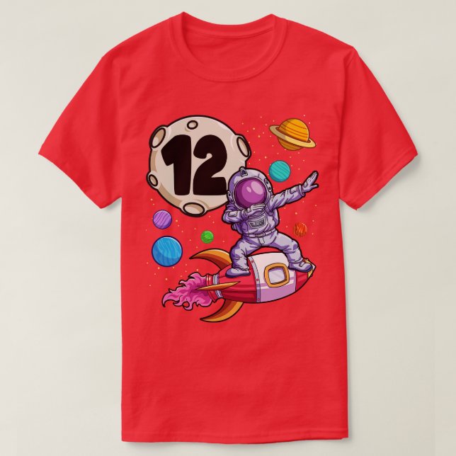 Dabbing Astronaut 12 Yrs Old Birthday Boy 12th Bir T-Shirt (Design Front)