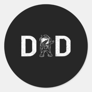 Dabbing Astronaut Daddy Dad Outer Space Planet Fat Classic Round Sticker