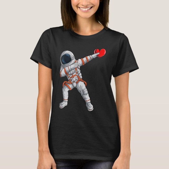 Dabbing Astronaut Heart Valentines Day Funny Kids  T-Shirt (Front)