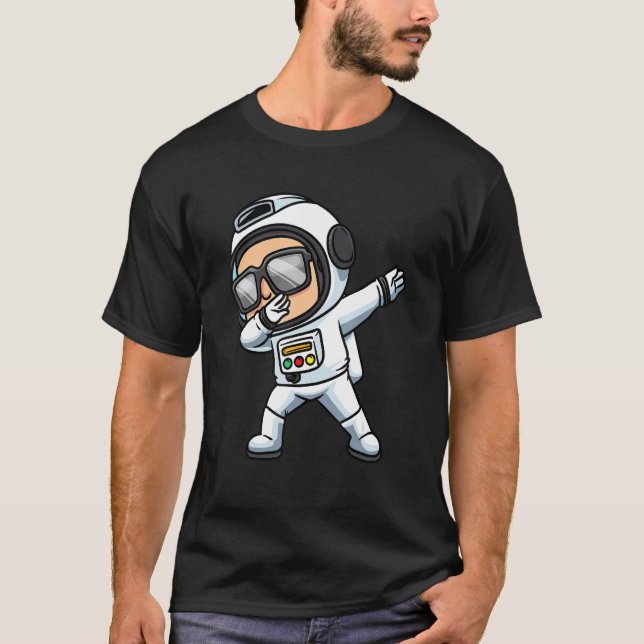 Dabbing Astronaut With Sunglasses Space Astronomy T-Shirt (Front)