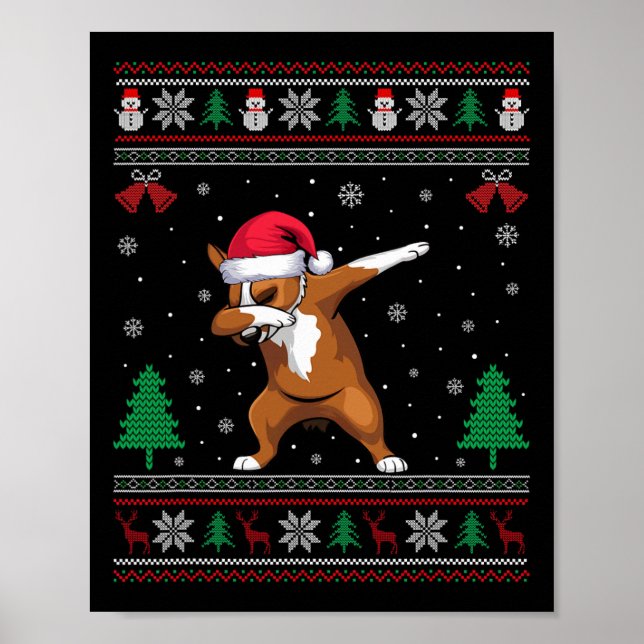 Dabbing Australian Cattle Dog Santa Hat Boys Girls Poster (Front)