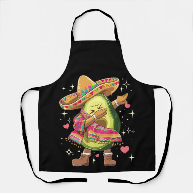 Dabbing Avocado Cinco De Mayo Funny Mexican Poncho Apron (Front)