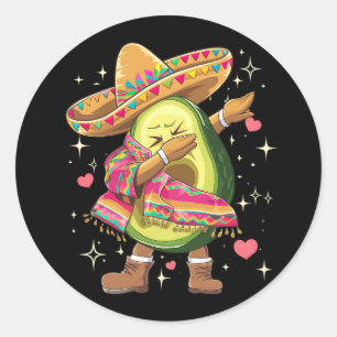 Dabbing Avocado Cinco De Mayo Funny Mexican Poncho Classic Round Sticker