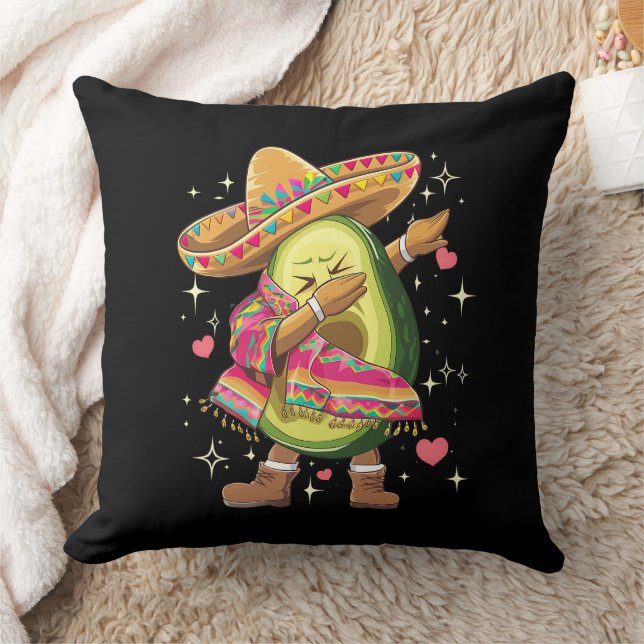 Dabbing Avocado Cinco De Mayo Funny Mexican Poncho Cushion (Blanket)