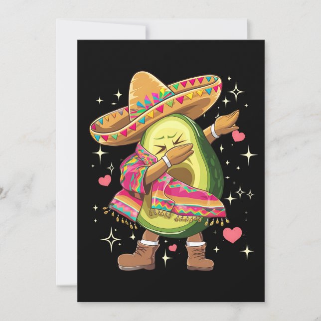 Dabbing Avocado Cinco De Mayo Funny Mexican Poncho Invitation (Front)