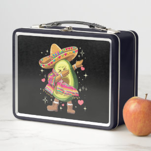 Dabbing Avocado Cinco De Mayo Funny Mexican Poncho Metal Lunch Box