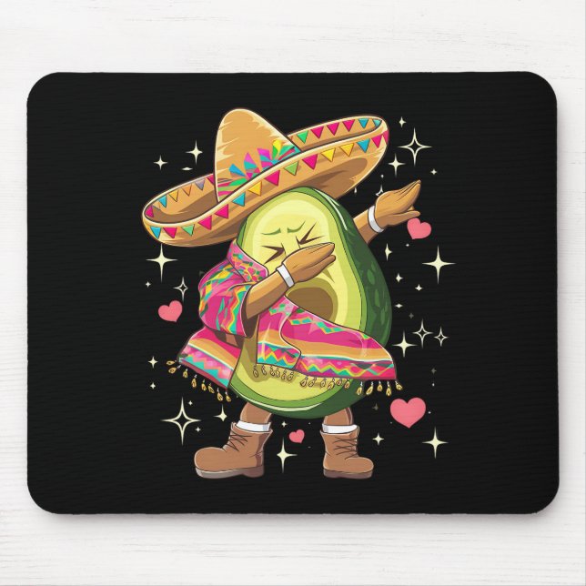 Dabbing Avocado Cinco De Mayo Funny Mexican Poncho Mouse Mat (Front)