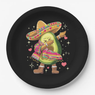 Dabbing Avocado Cinco De Mayo Funny Mexican Poncho Paper Plate