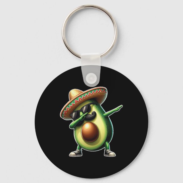 Dabbing Avocado Funny Vegan Food Lover Cinco De Ma Key Ring (Front)