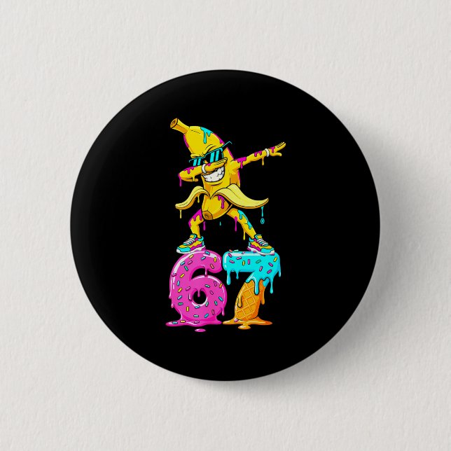 Dabbing Banana 67 Ice Cream Drip Funny Six Seven M 6 Cm Round Badge (Front)