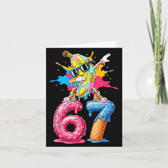 Dabbing Banana 67 Ice Cream Drip Funny Six Seven M Card (Front)