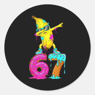 Dabbing Banana 67 Ice Cream Drip Funny Six Seven M Classic Round Sticker