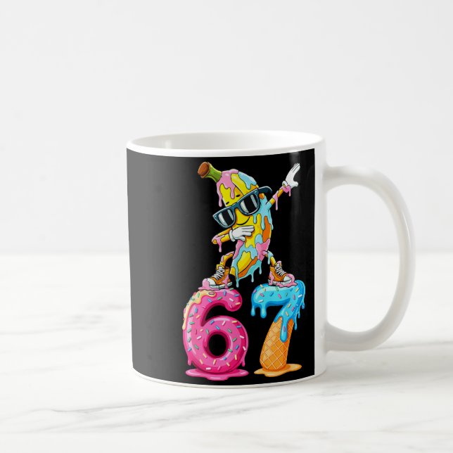 Dabbing Banana 67 Ice Cream Drip Funny Six Seven M Coffee Mug (Right)