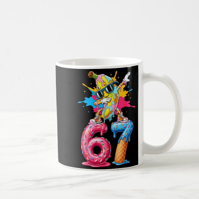 Dabbing Banana 67 Ice Cream Drip Funny Six Seven M Coffee Mug (Right)