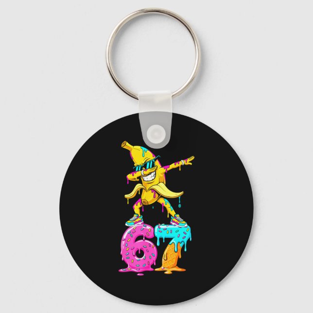 Dabbing Banana 67 Ice Cream Drip Funny Six Seven M Key Ring (Front)
