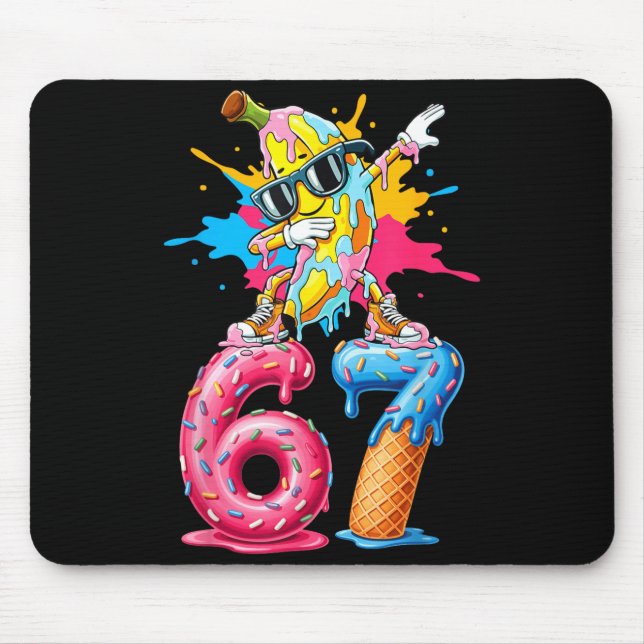Dabbing Banana 67 Ice Cream Drip Funny Six Seven M Mouse Mat (Front)
