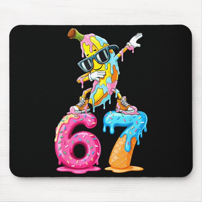 Dabbing Banana 67 Ice Cream Drip Funny Six Seven M Mouse Mat (Front)