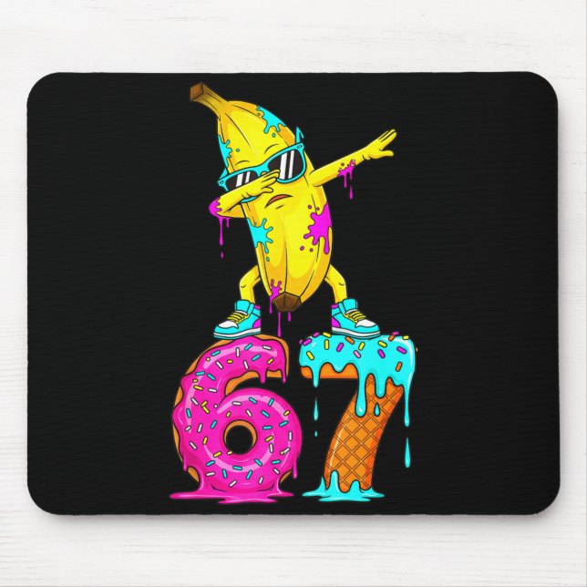 Dabbing Banana 67 Ice Cream Drip Funny Six Seven M Mouse Mat (Front)