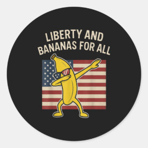 Dabbing Banana American Flag With Patriotic Sungle Classic Round Sticker