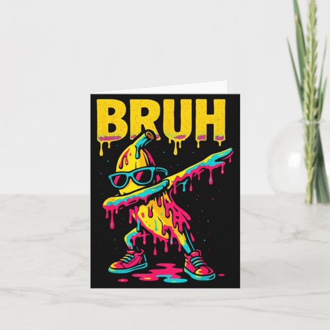 Dabbing Banana Bruh Drip Ice Cream Banana Youth Bo Card (Front)