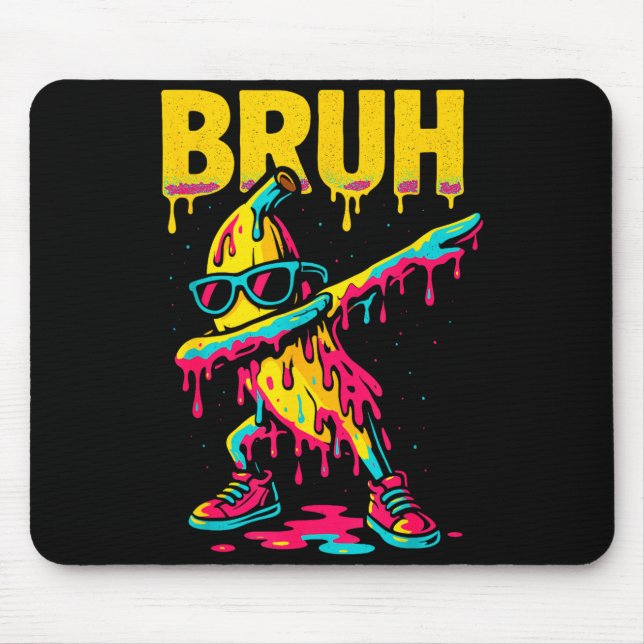Dabbing Banana Bruh Drip Ice Cream Banana Youth Bo Mouse Mat (Front)