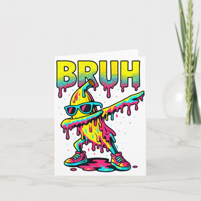 Dabbing Banana Bruh Ice Cream Drip Banana Youth Bo Card (Front)