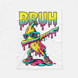 Dabbing Banana Bruh Ice Cream Drip Banana Youth Bo Fleece Blanket