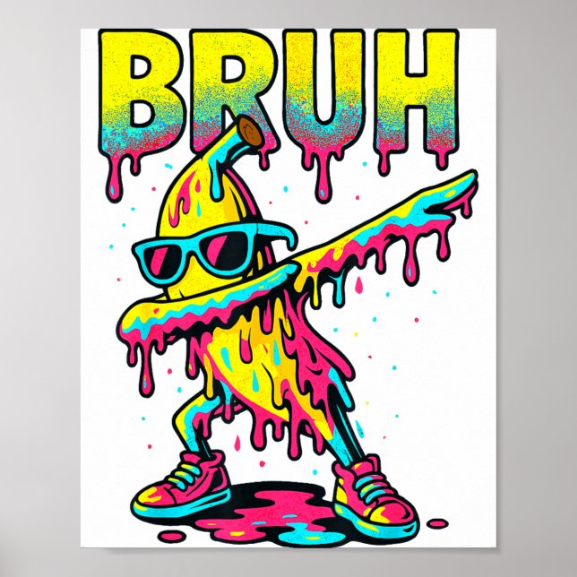 Dabbing Banana Bruh Ice Cream Drip Banana Youth Bo Poster (Front)