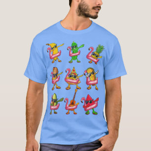 Dabbing Banana Flamingo Float Summer Fruit Kids Da T-Shirt