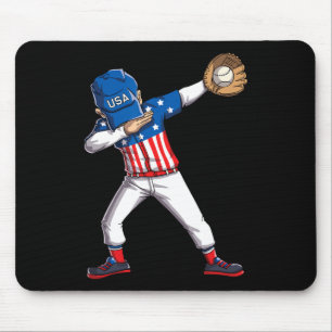 Dabbing Baseball Player 4th Of July Usa American F Mouse Mat