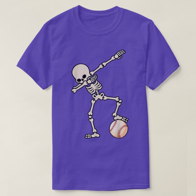 Dabbing Baseball Skeleton Halloween 2022 Funny Spo T-Shirt (Design Front)
