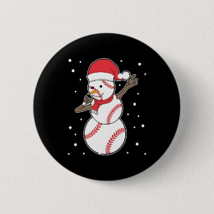 Dabbing Baseball Snowman Christmas Xmas Holiday 6 Cm Round Badge