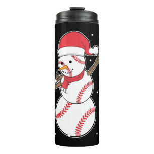 Dabbing Baseball Snowman Christmas Xmas Holiday Thermal Tumbler